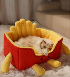 French Fries Cat Bed 🍟 - Cozy Plush Nest for Cats